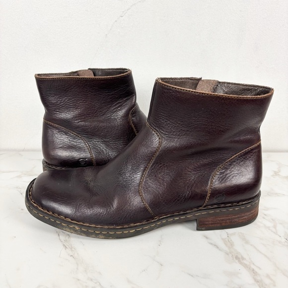 Born Men’s Brown Leather Round Toe Boots Sz 10 - Picture 1 of 13